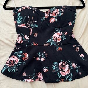 Full Tilt Floral Strapless Blouse